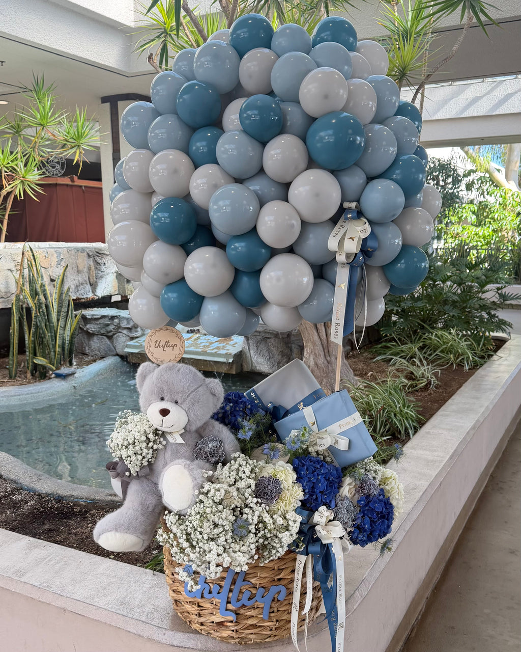 Blue  Balloon Cloud Baby Basket