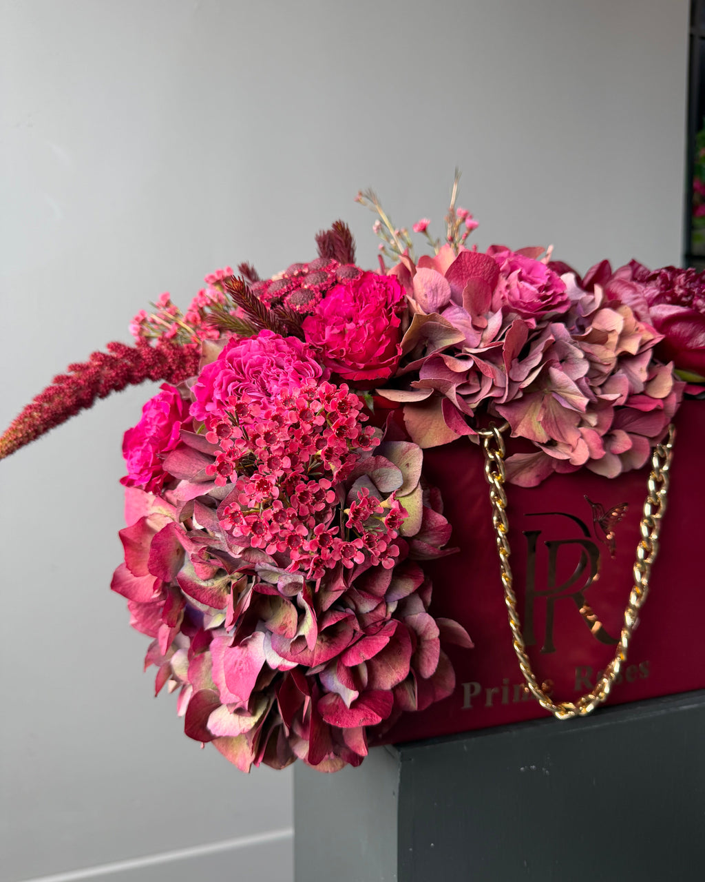 Luxury Burgundy Floral Handbag