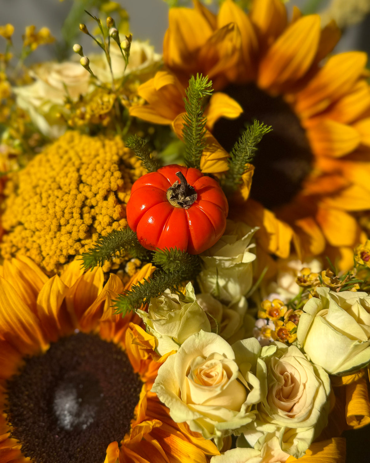 Autumn Sunshine Sunflower & Rose Arrangement