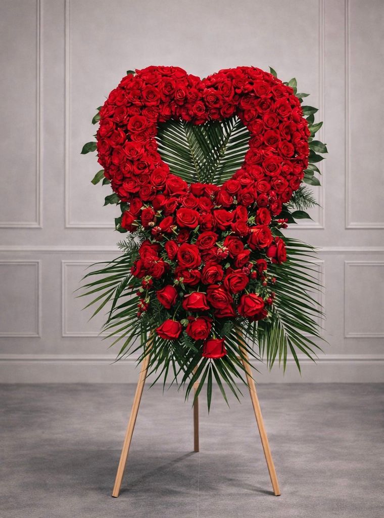 White Rose Heart Standing Spray