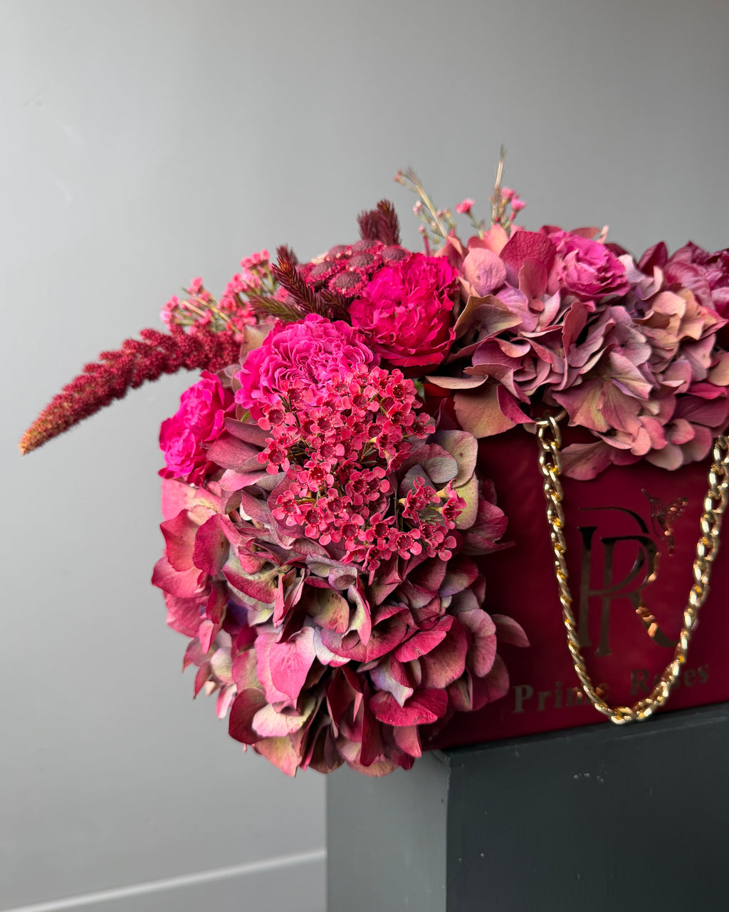 Luxury Burgundy Floral Handbag