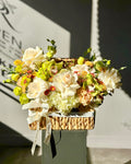 Elegant Ivory & Lime Green Luxury Flower Basket Arrangement