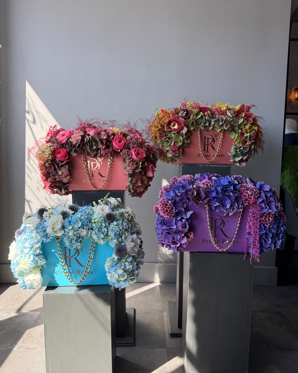 Prime Roses Luxury Flower Handbag – Burgundy & Exotic Orchid Collection