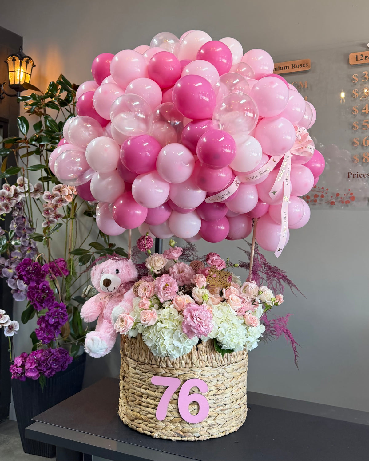 Pink Balloon Basket