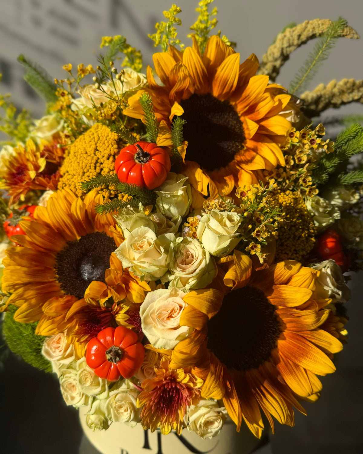 Autumn Sunshine Sunflower & Rose Arrangement