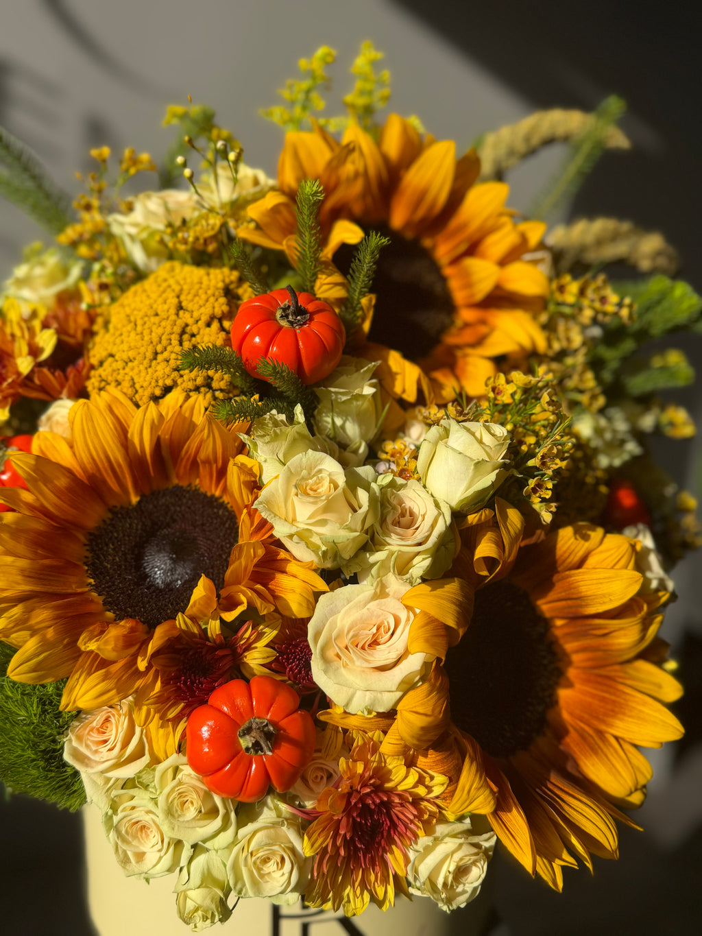 Autumn Sunshine Sunflower & Rose Arrangement