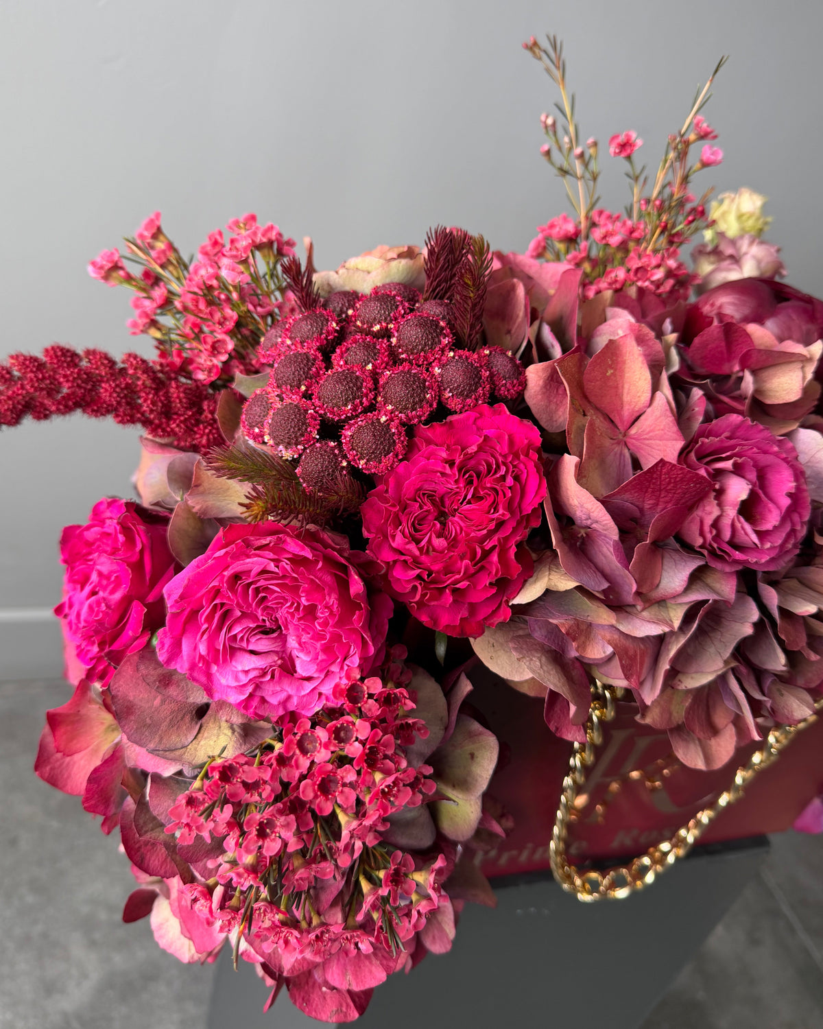 Luxury Burgundy Floral Handbag