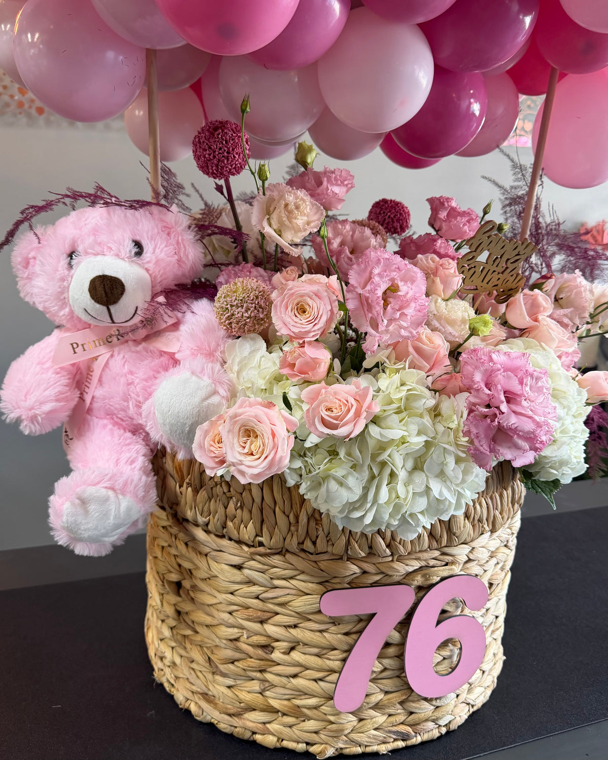 Pink Balloon Basket