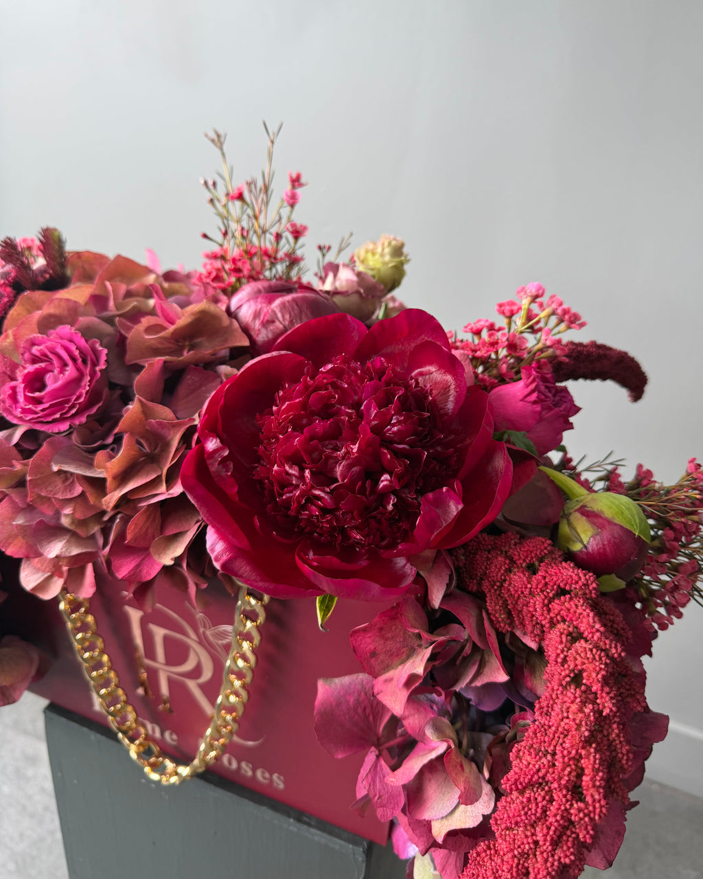 Luxury Burgundy Floral Handbag