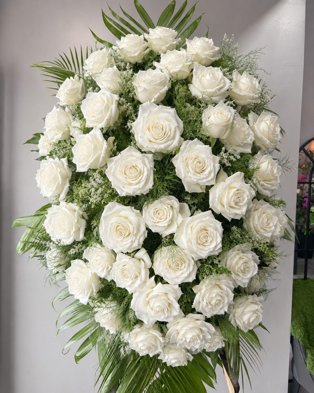 Eternal Peace White Rose Standing Spray