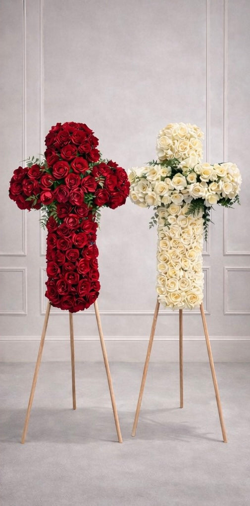 Red Rose Cross Standing Spray