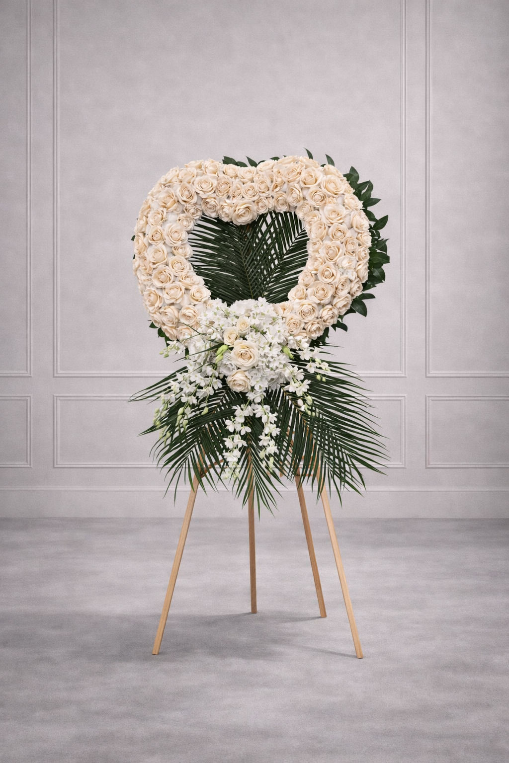 White Rose Heart Standing Spray