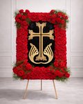 Rose Framed Cross Memorial Spray
