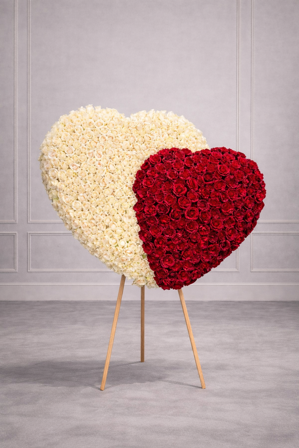 Two-Tone Heart Rose Standing Spray