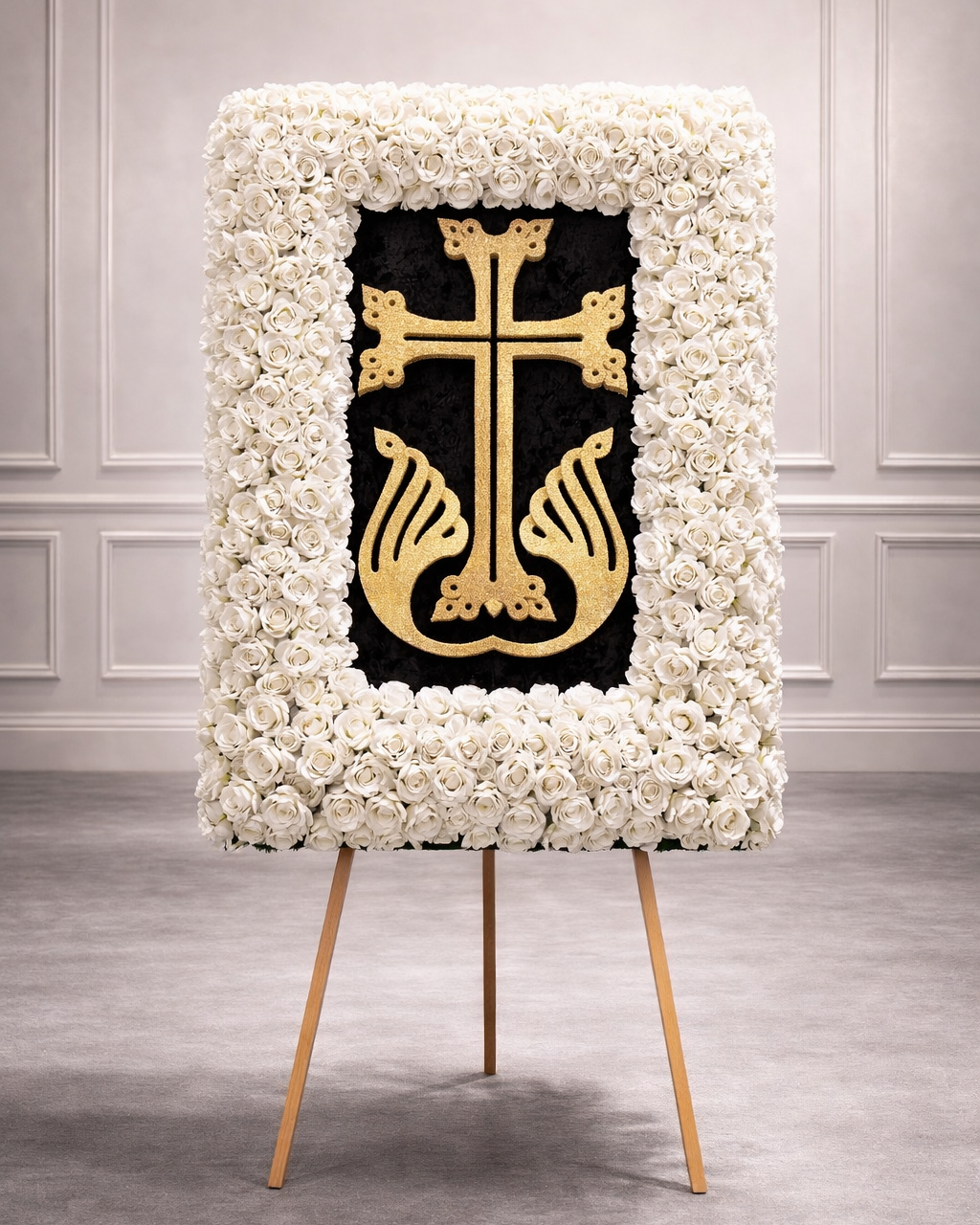 Rose Framed Cross Memorial Spray