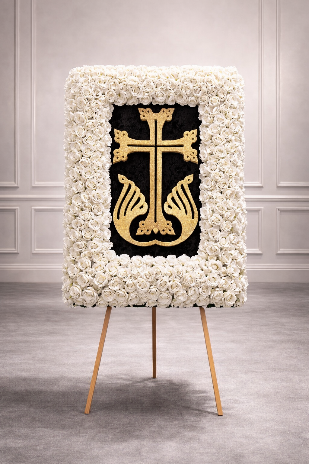 Rose Framed Cross Memorial Spray