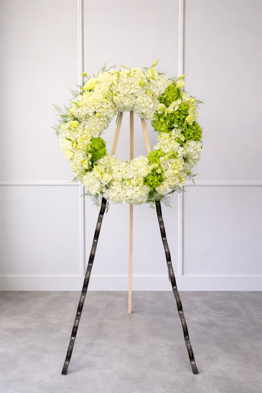 White Hydrangea Round Standing Spray