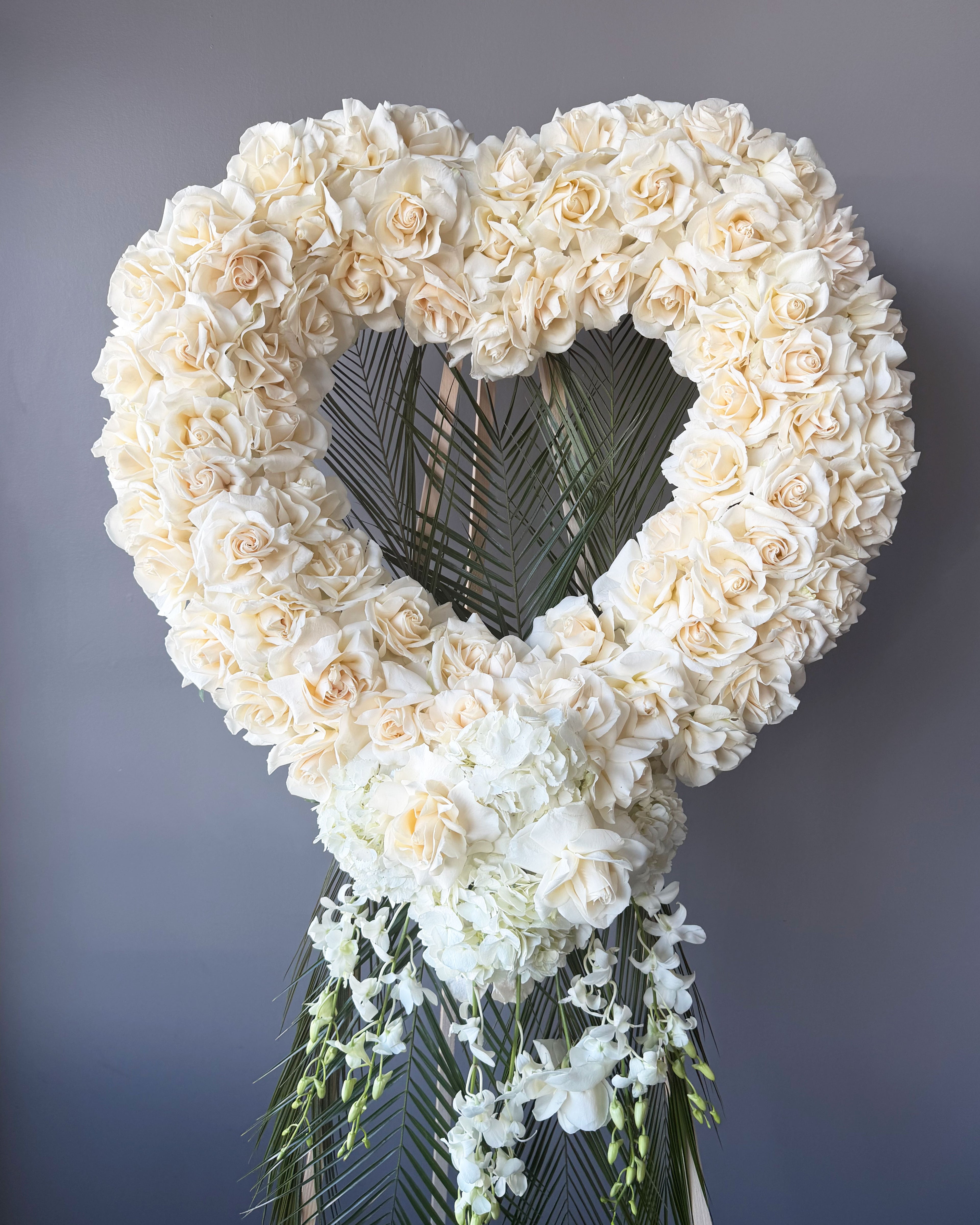 Ivory Heart Tribute Wreath