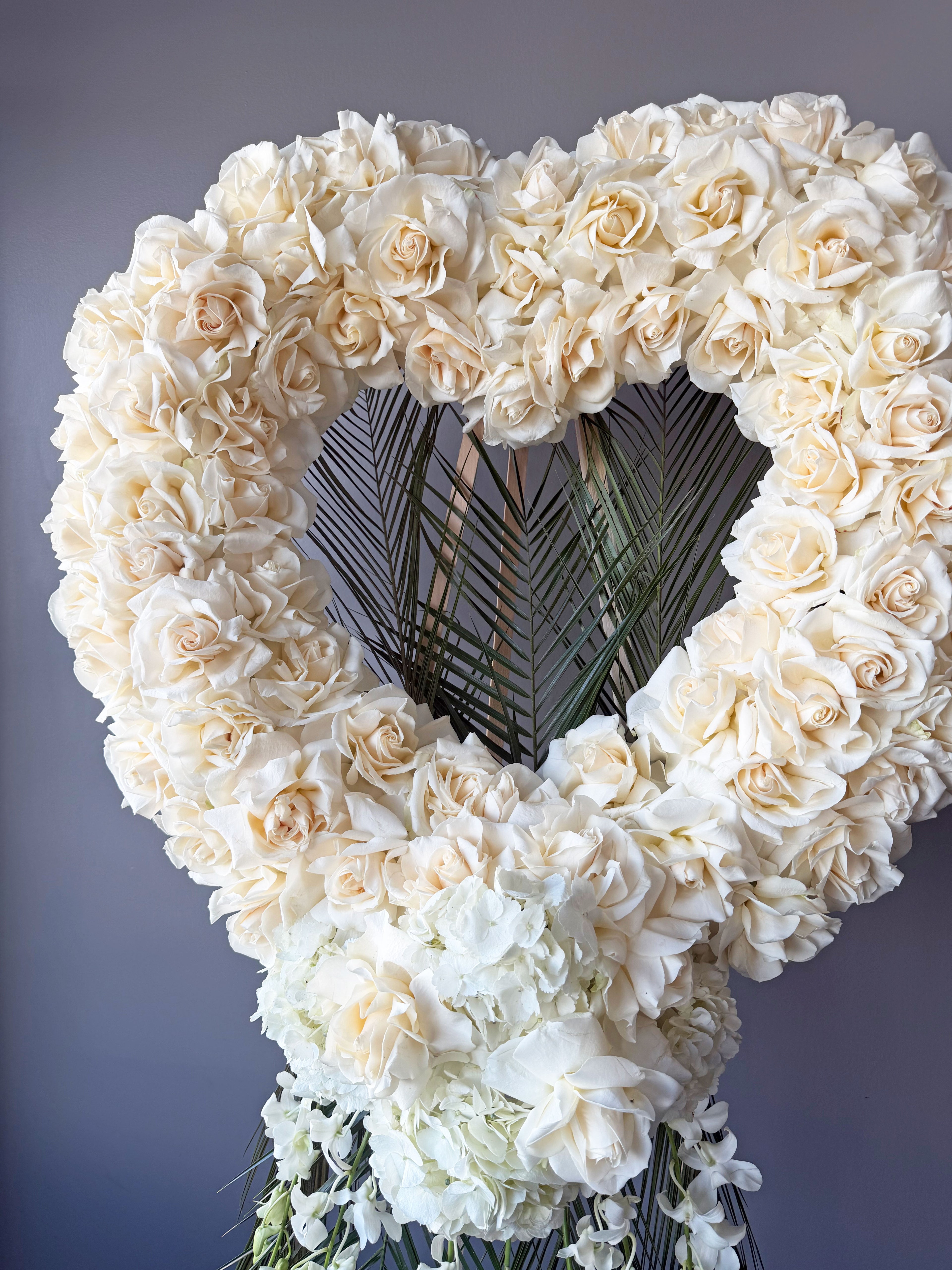 Ivory Heart Tribute Wreath