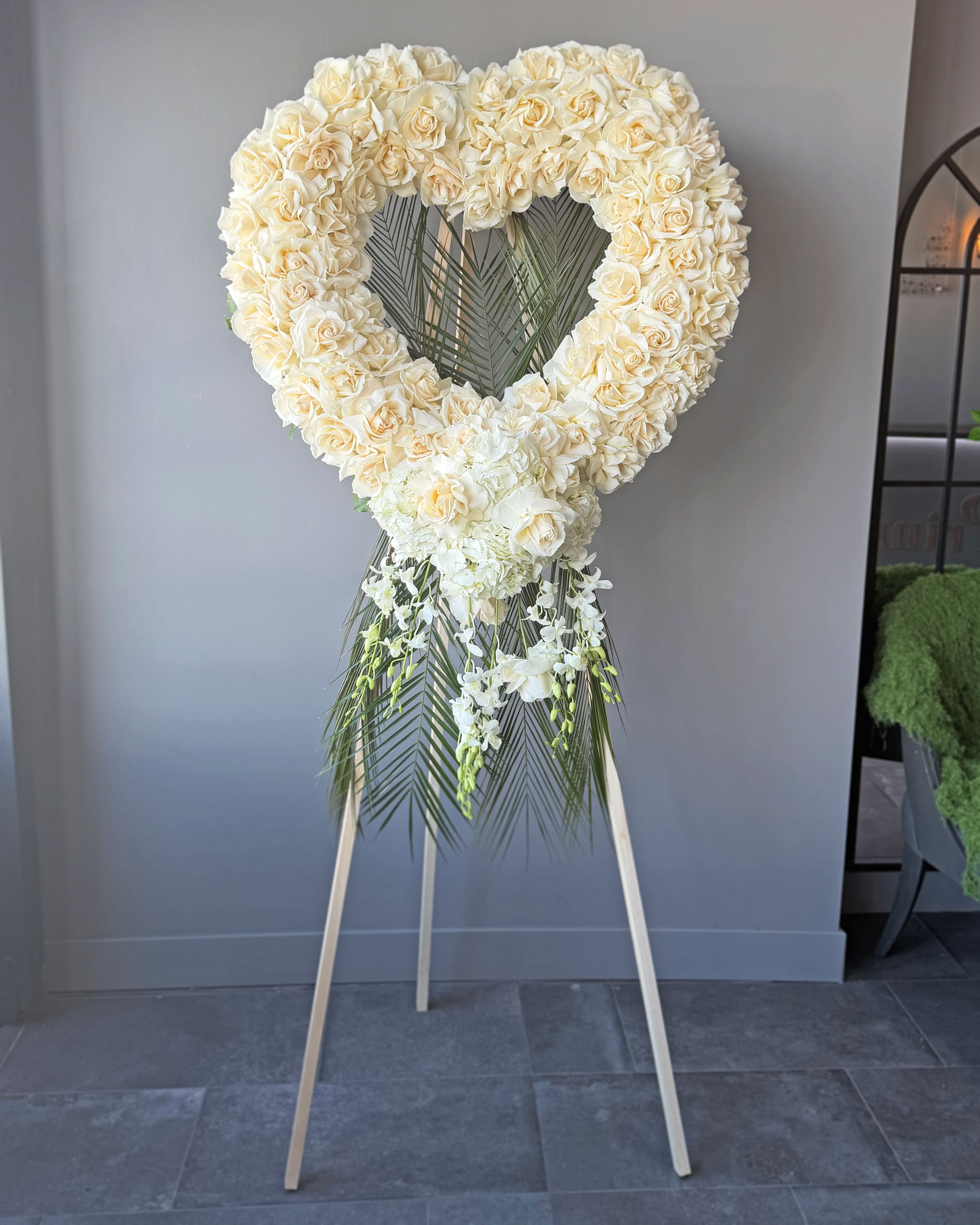 Ivory Heart Tribute Wreath