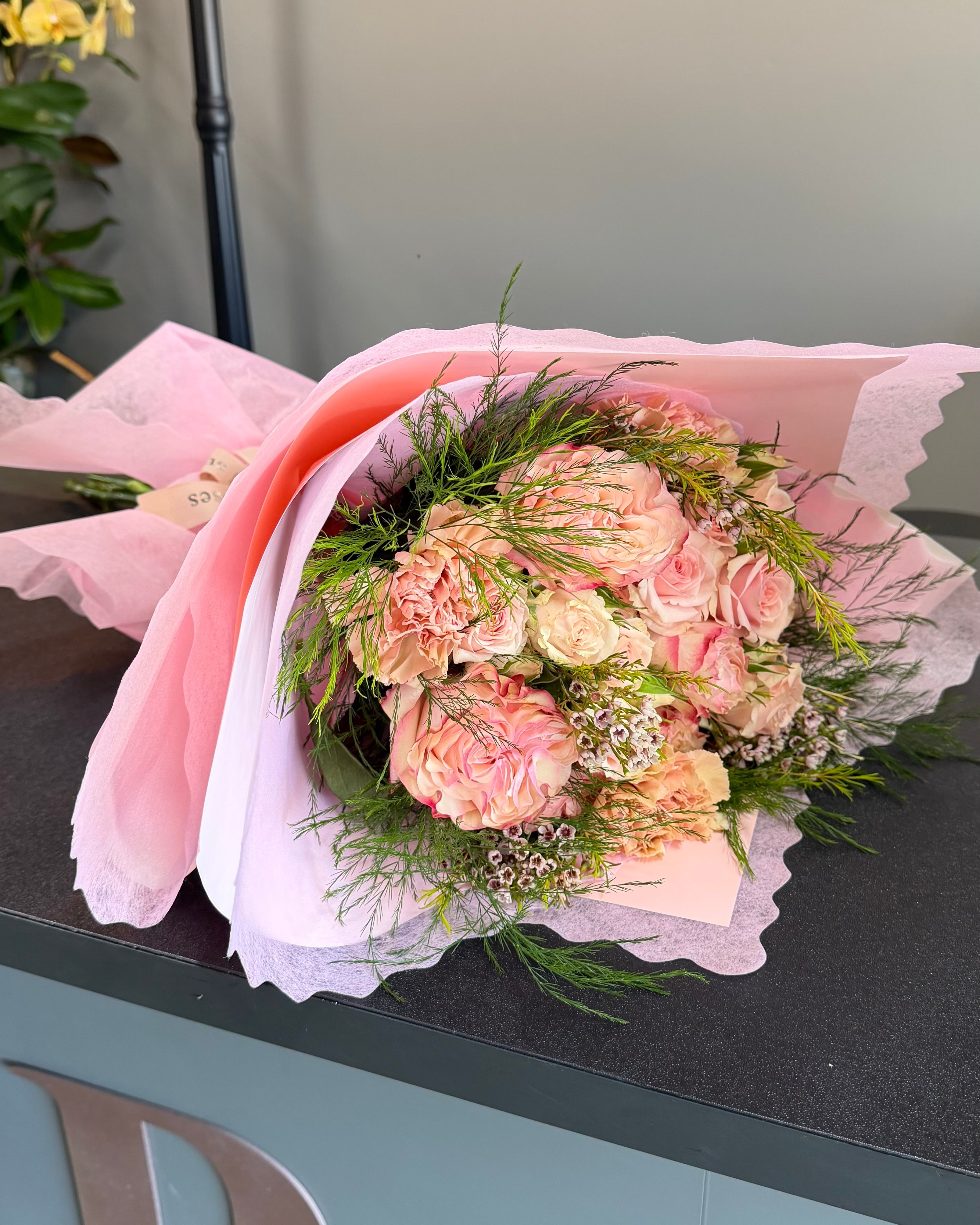 Blush Pink Garden Rose Bouquet