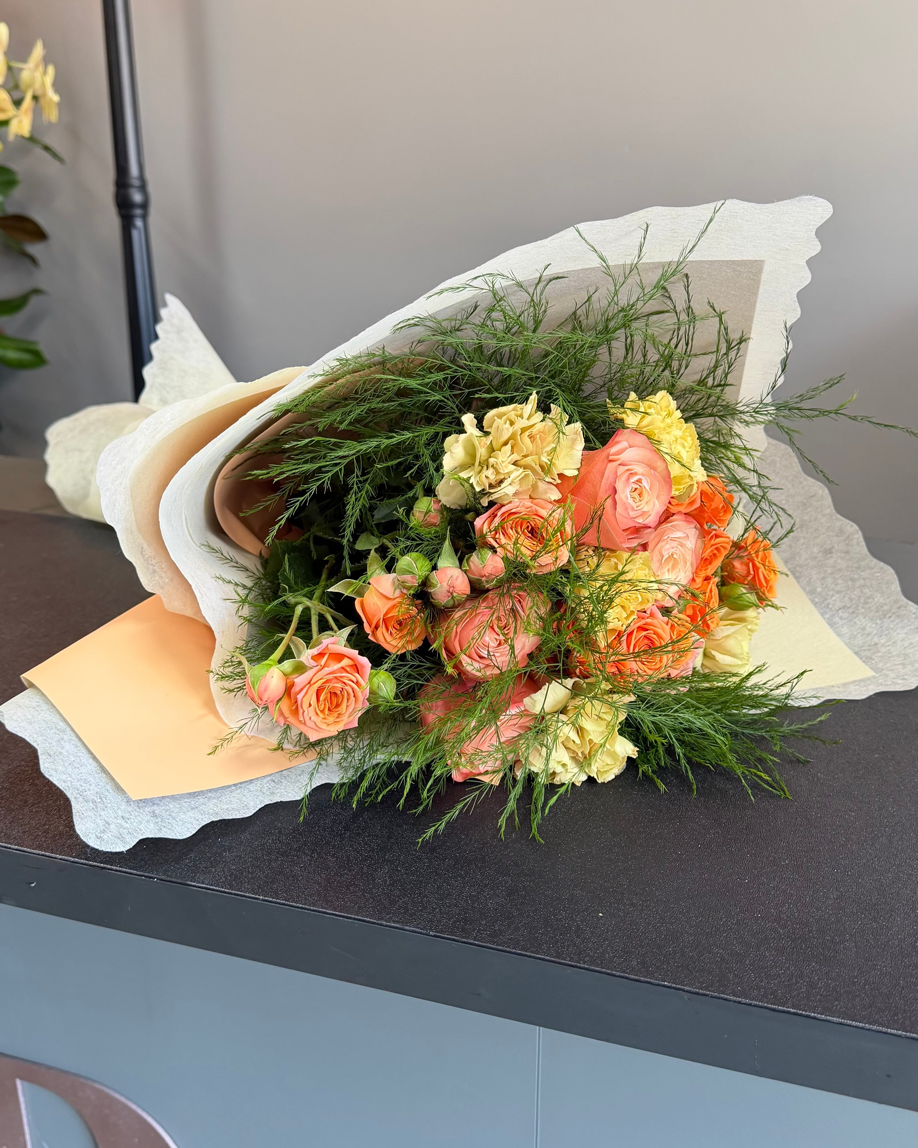 Spring Peach Rose Bouquet