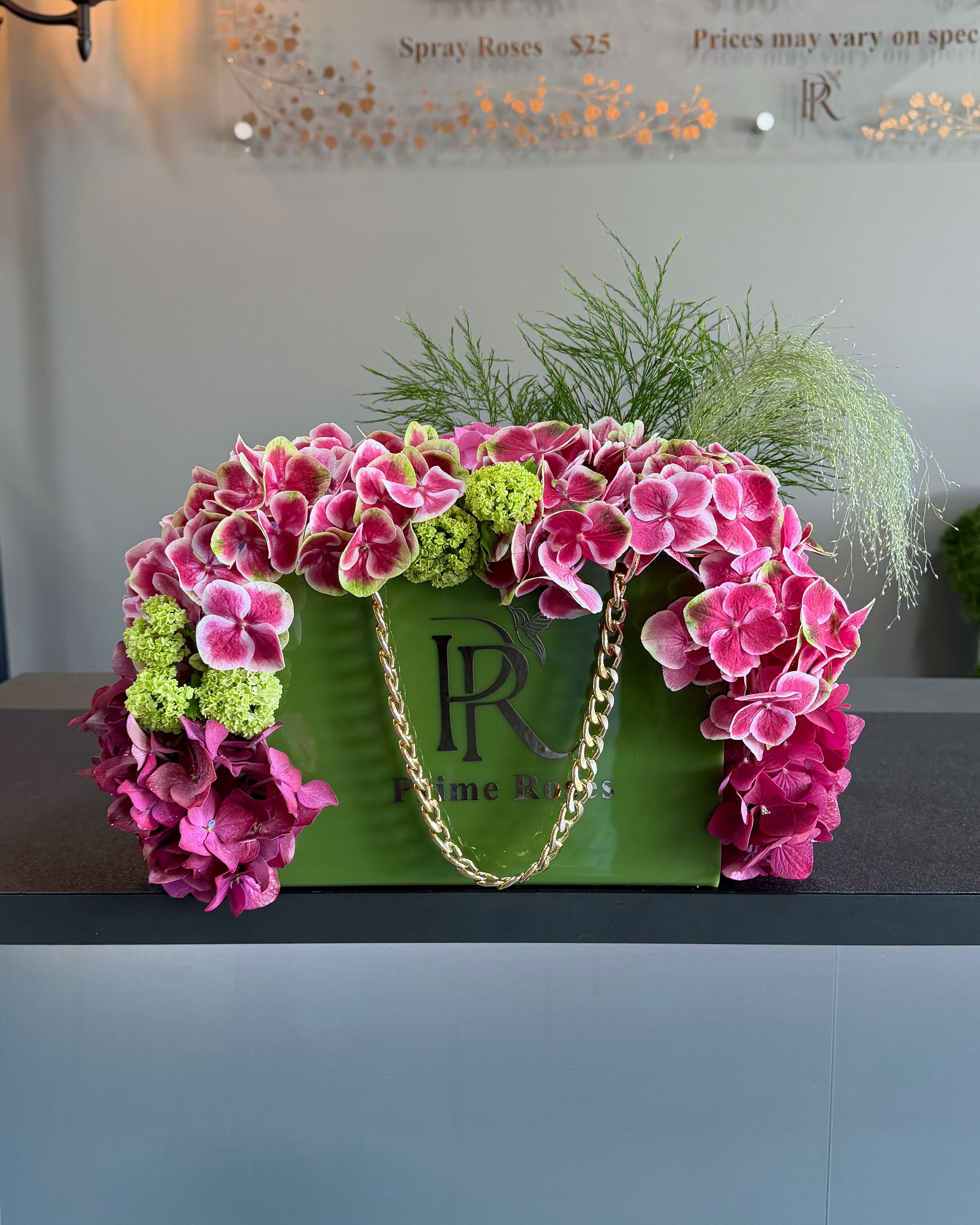 Emerald Hydrangea Luxe Handbag
