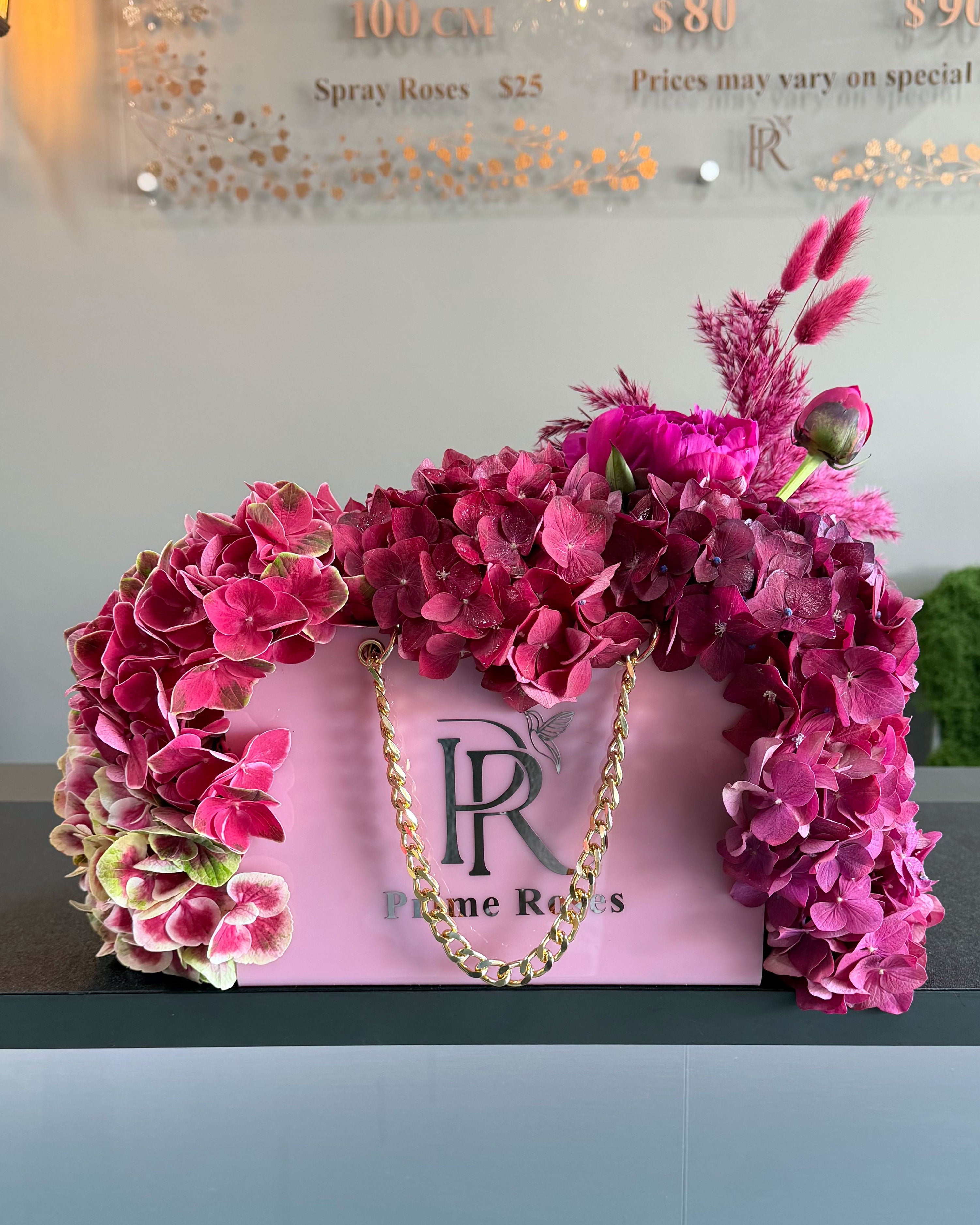 Luxury Pink Hydrangea Handbag