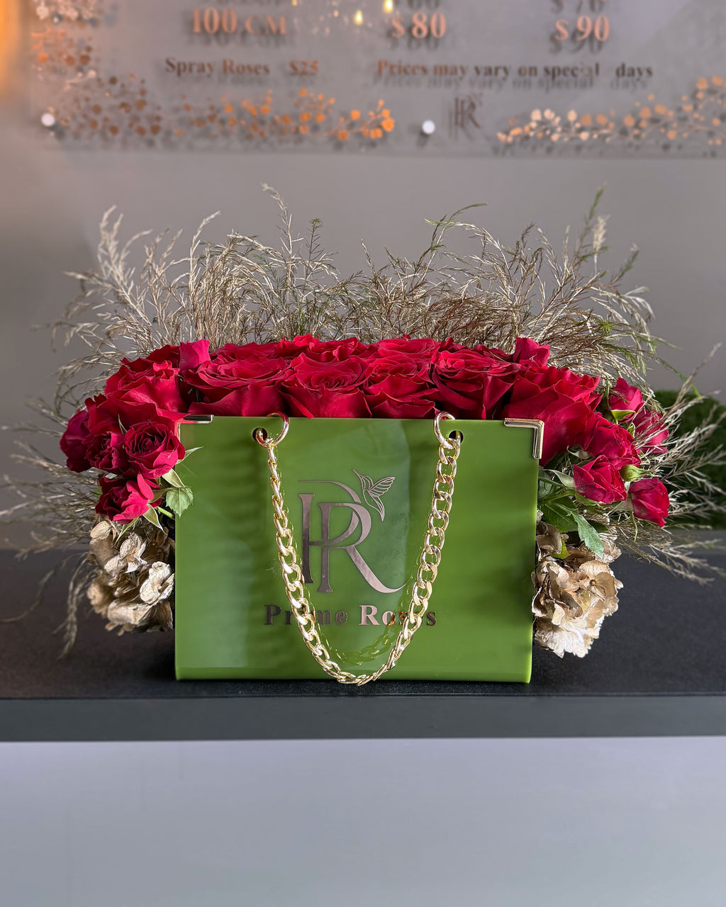 Luxury Red Rose Bag Arrangement