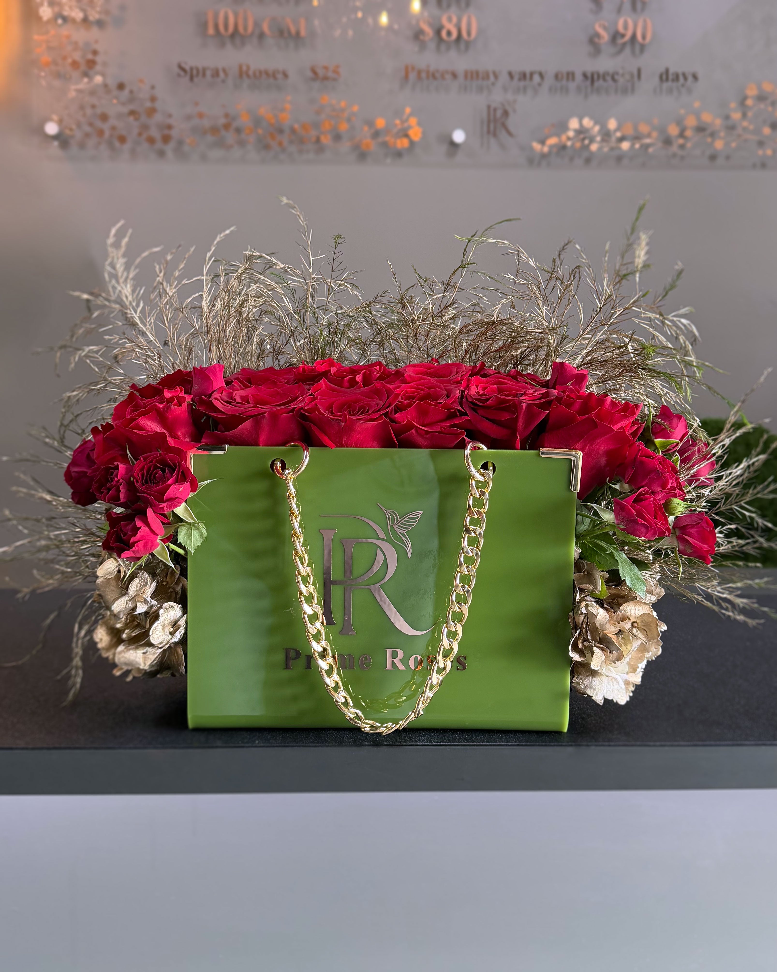 Luxury Red Rose Bag Arrangement