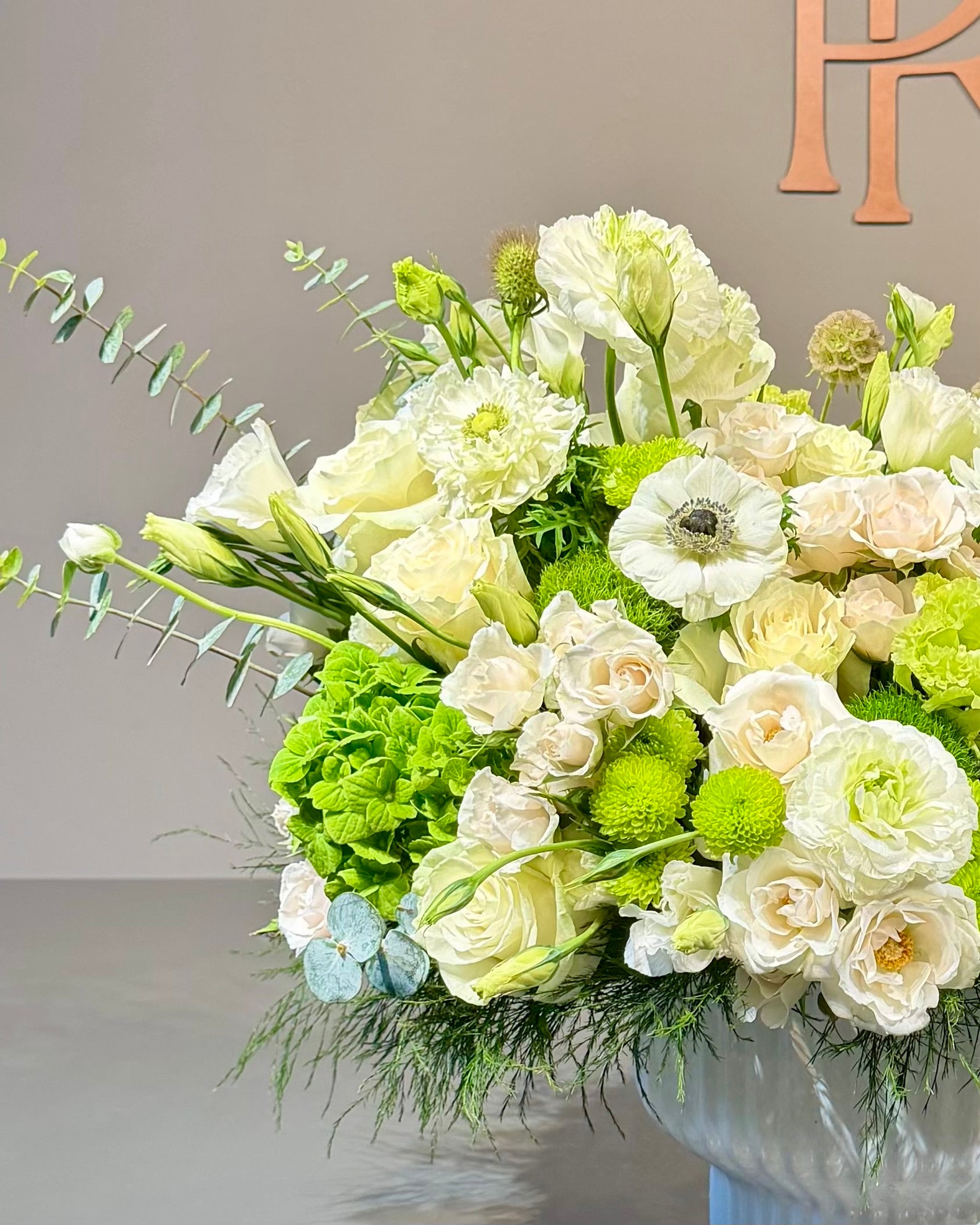 Elegant White & Green Luxury Floral Arrangement