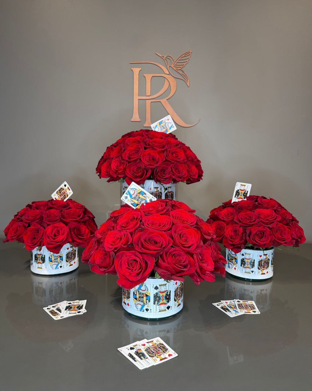 Royal Flush Rose Centerpieces
