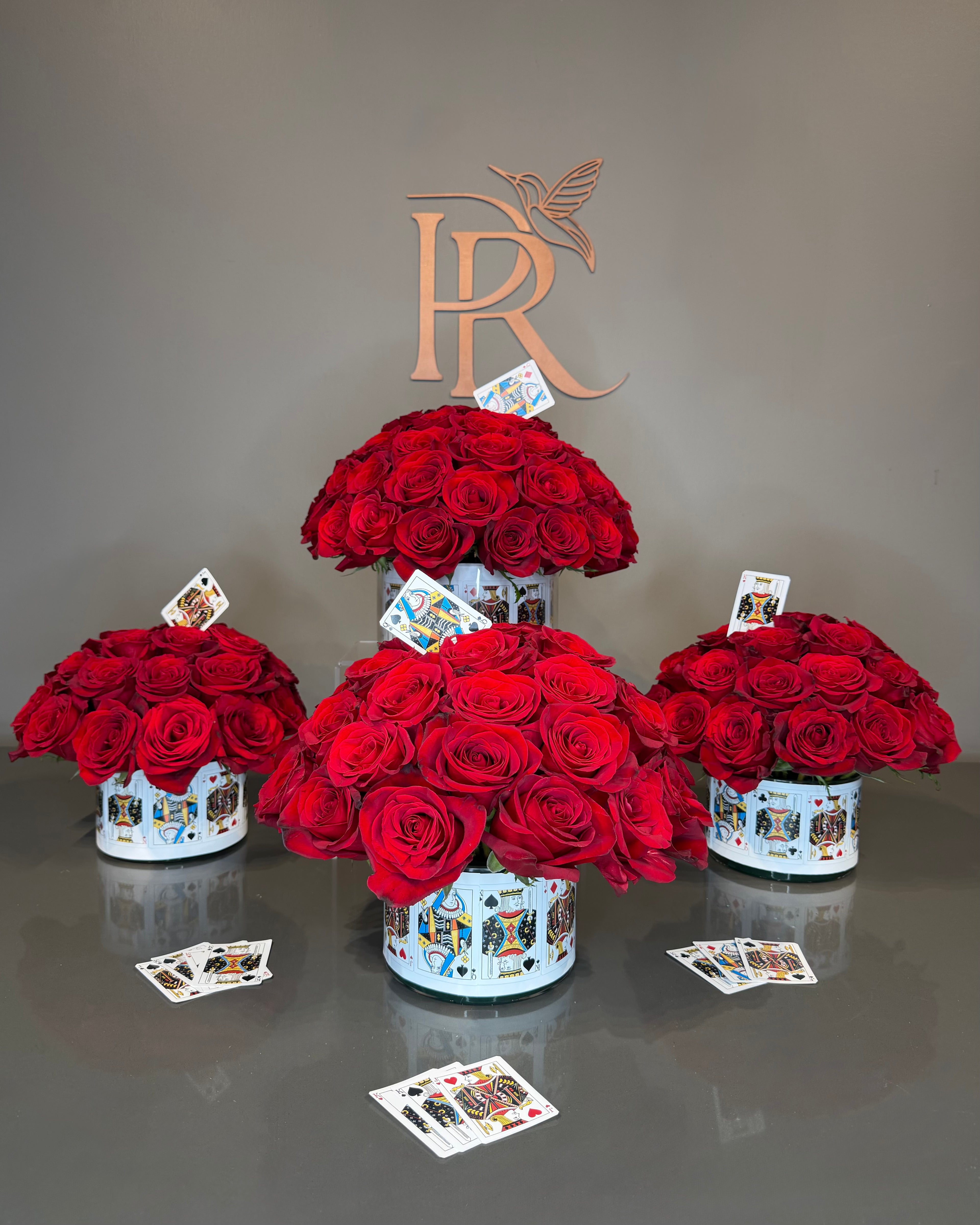 Royal Flush Rose Centerpieces