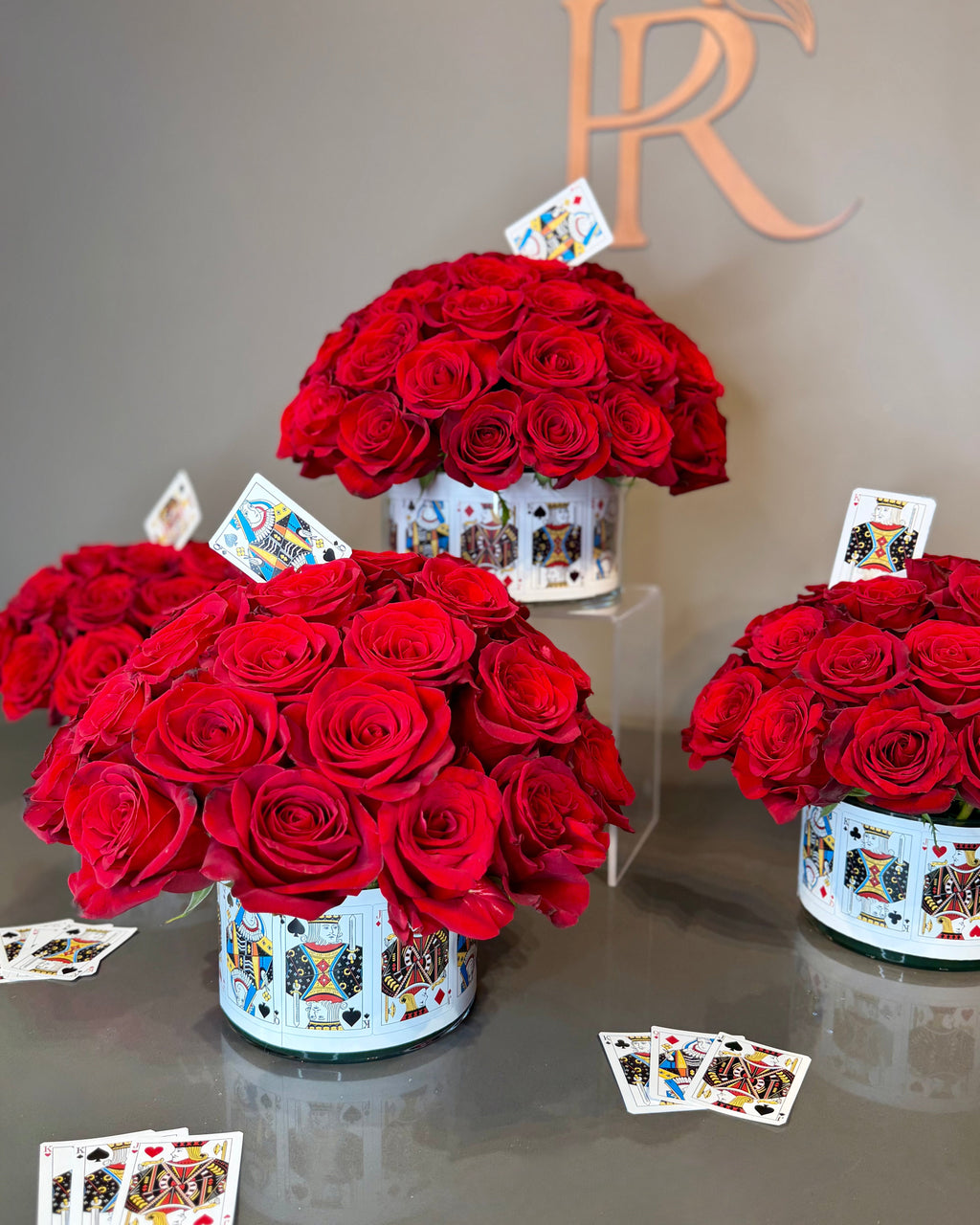 Royal Flush Rose Centerpieces