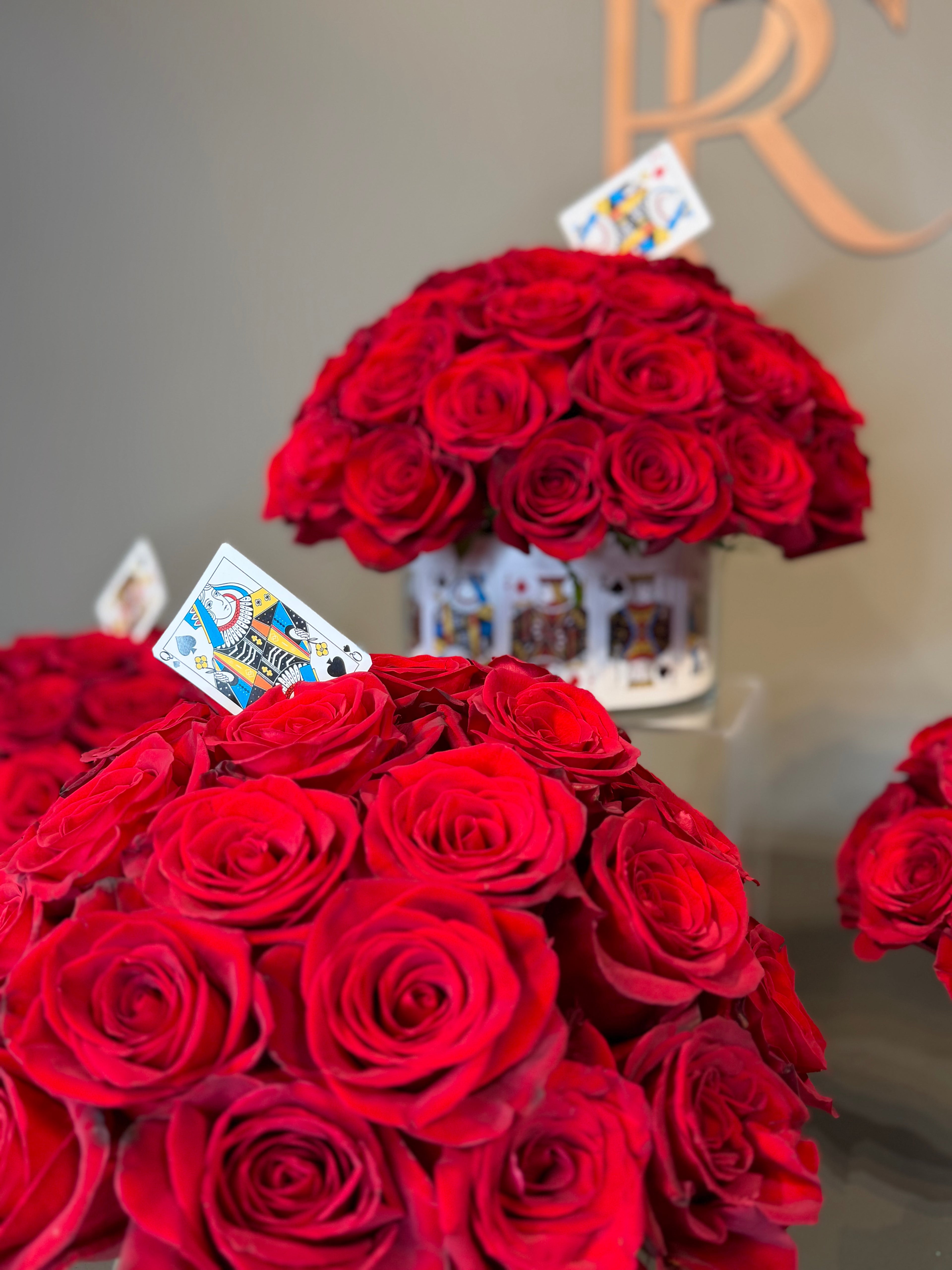 Royal Flush Rose Centerpieces