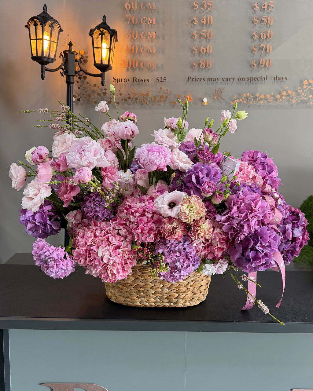 Blushing Garden Basket Arrangement