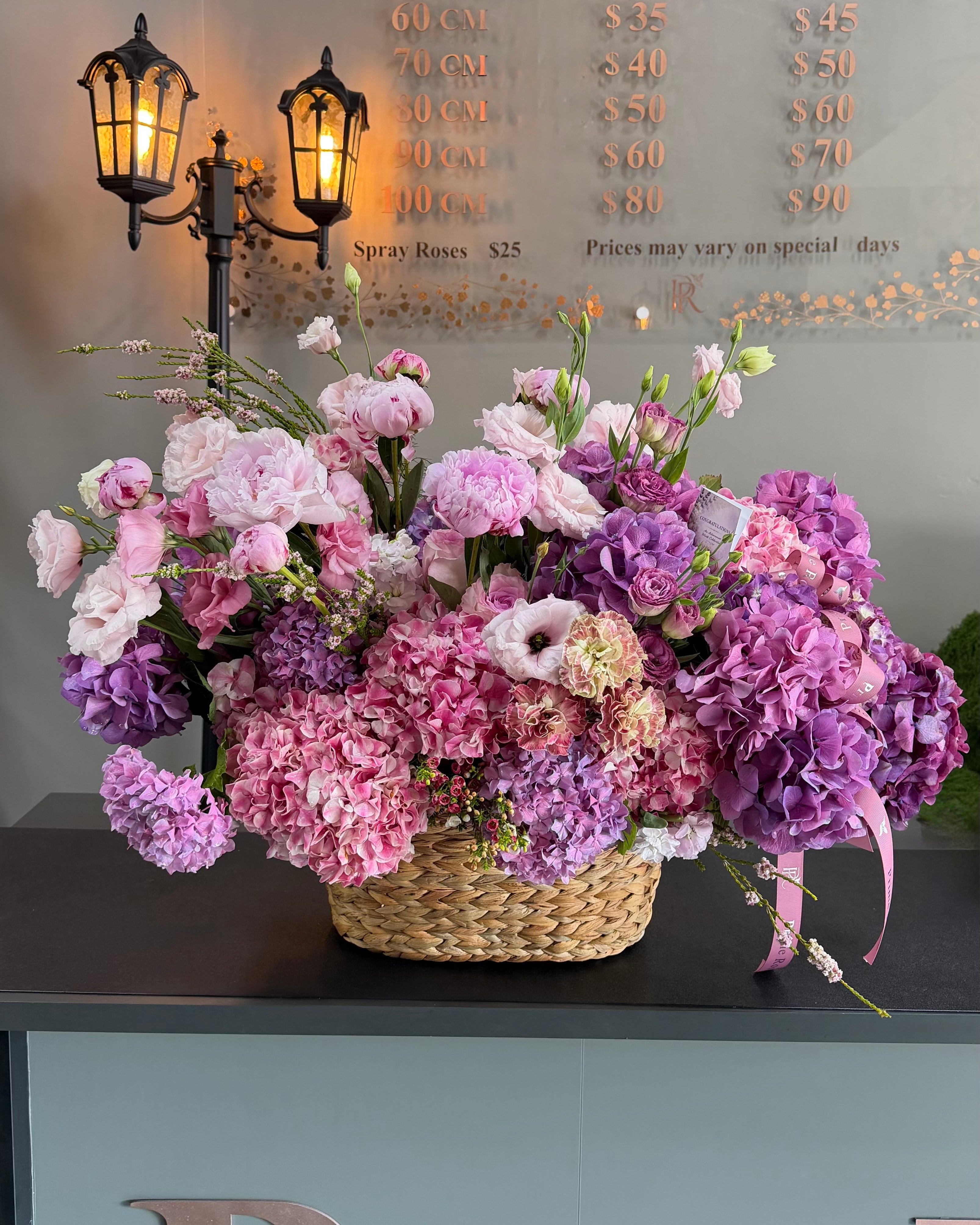 Blushing Garden Basket Arrangement