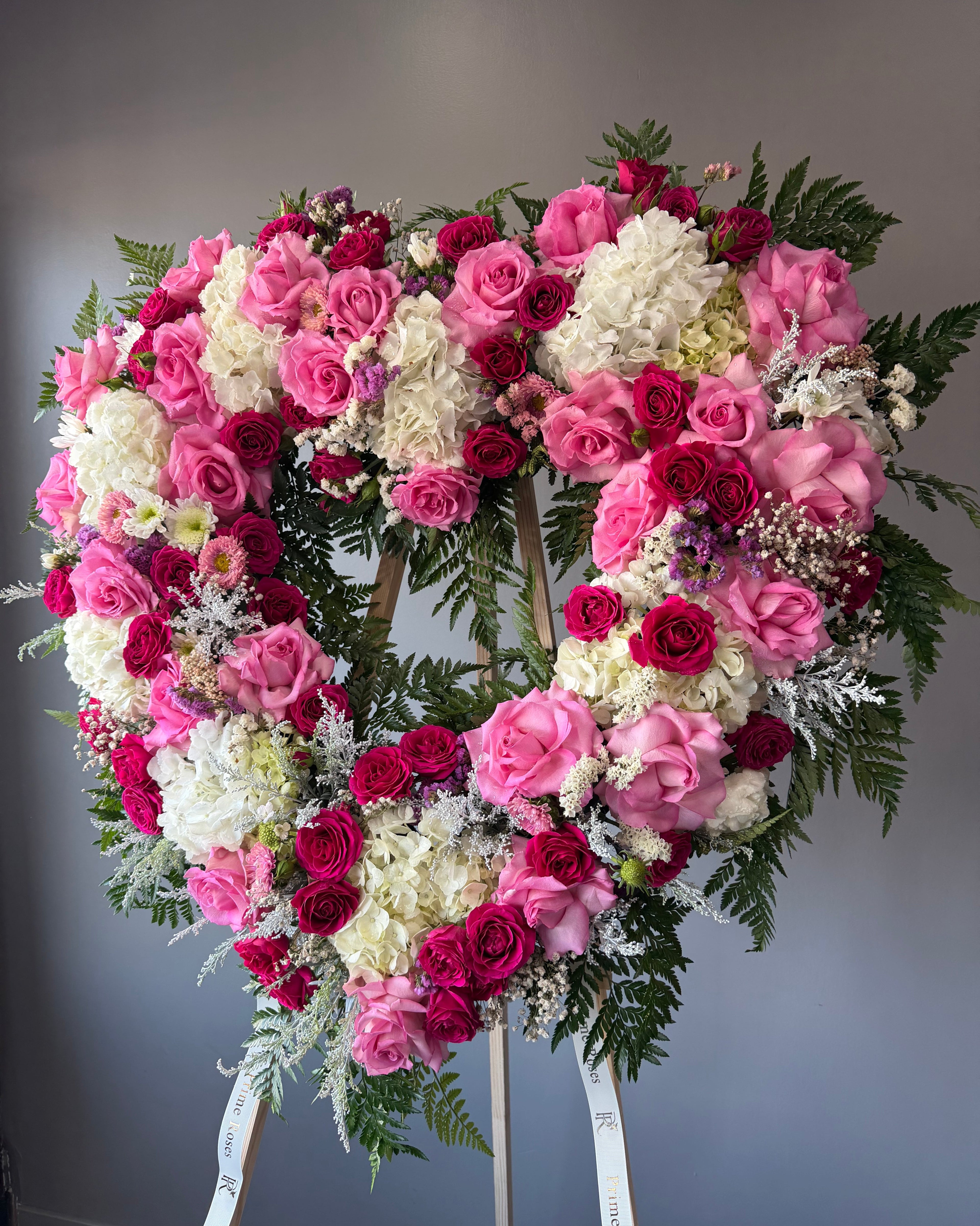 Pink Heart Tribute Standing Spray