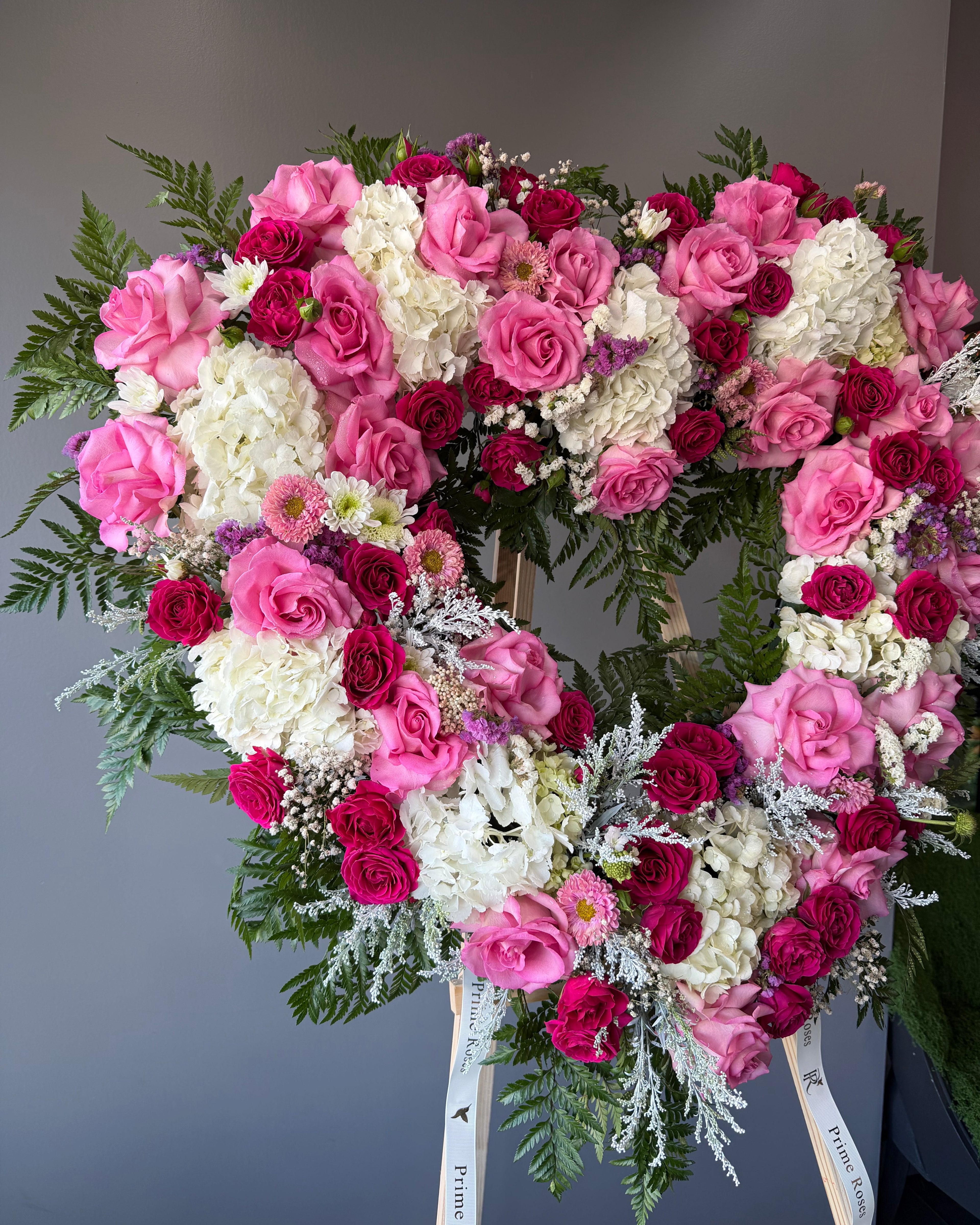 Pink Heart Tribute Standing Spray