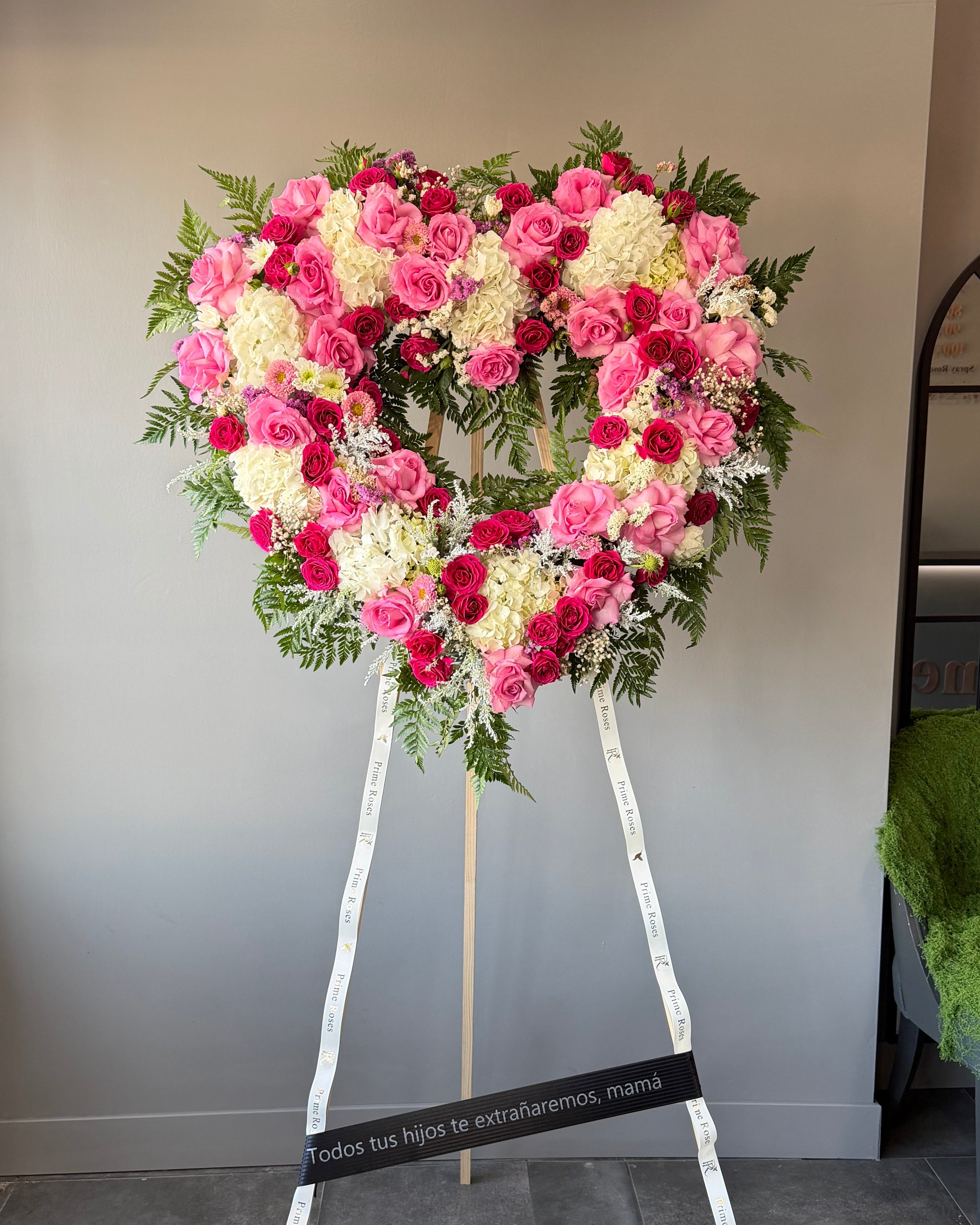 Pink Heart Tribute Standing Spray