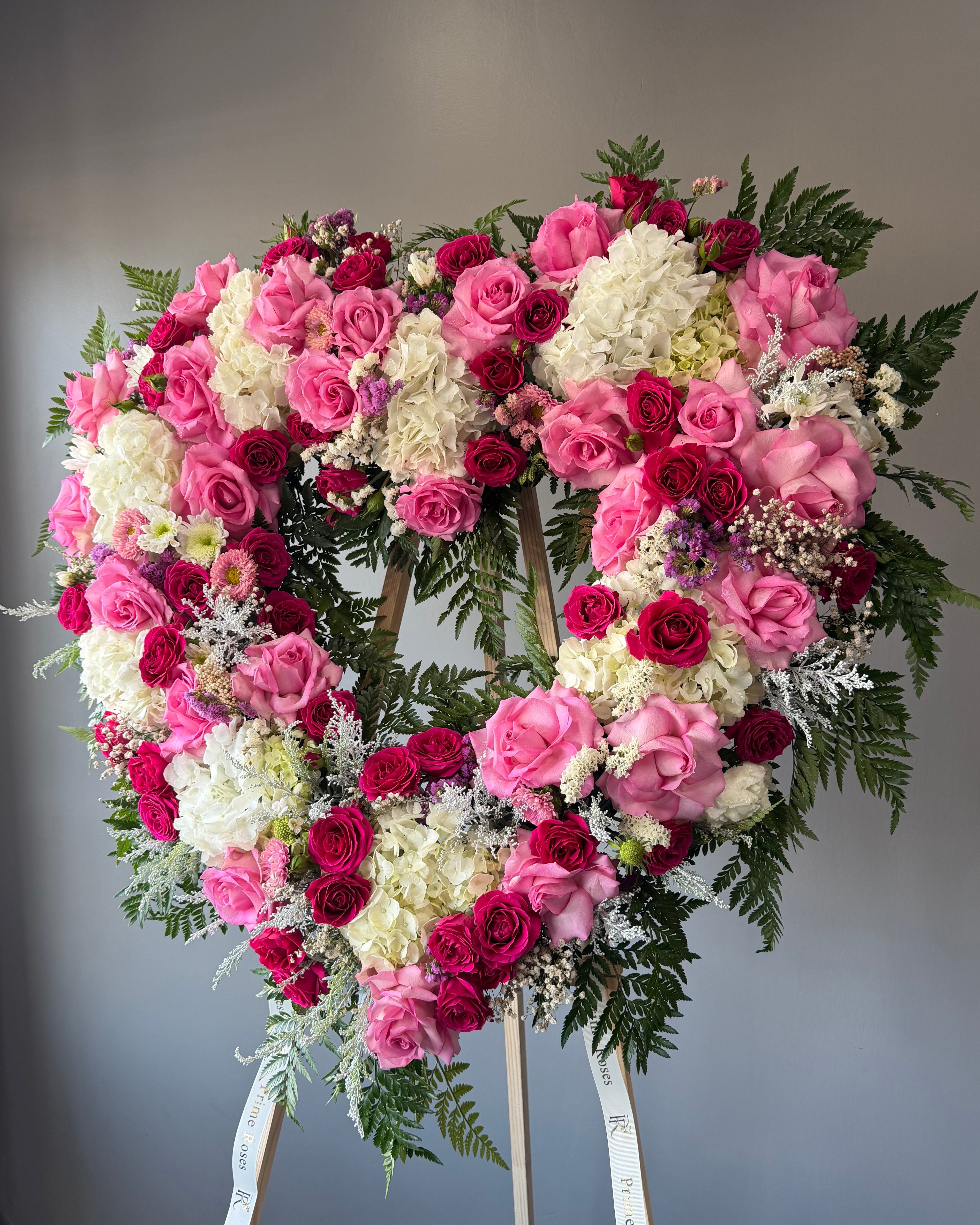 Pink Heart Tribute Standing Spray