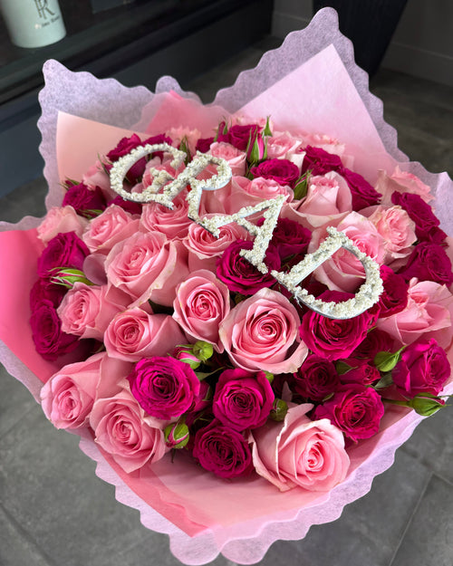 Graduation Bouquet with Wooden Lettering