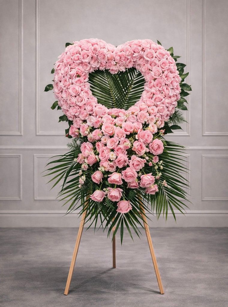 White Rose Heart Standing Spray