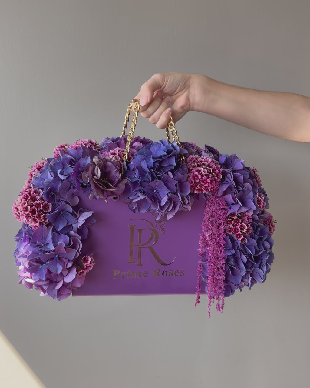 Prime Roses Luxury Flower Handbag – Purple Elegance